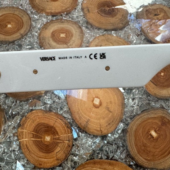 Versace 🕶️ Sunglasses. New in Case. White with gold trim. Pink lens - Picture 10 of 12